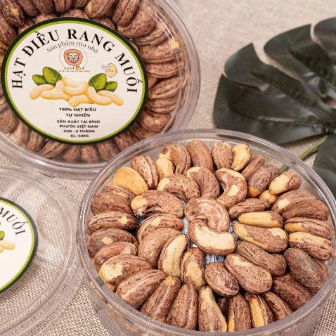 (Hộp tròn xếp hoa) Hạt điều rang muối 500g, hàng A Cồ, to đều, nguyên hạt - Hạt dinh dưỡng Đồ ăn vặt Healthy Leo Food