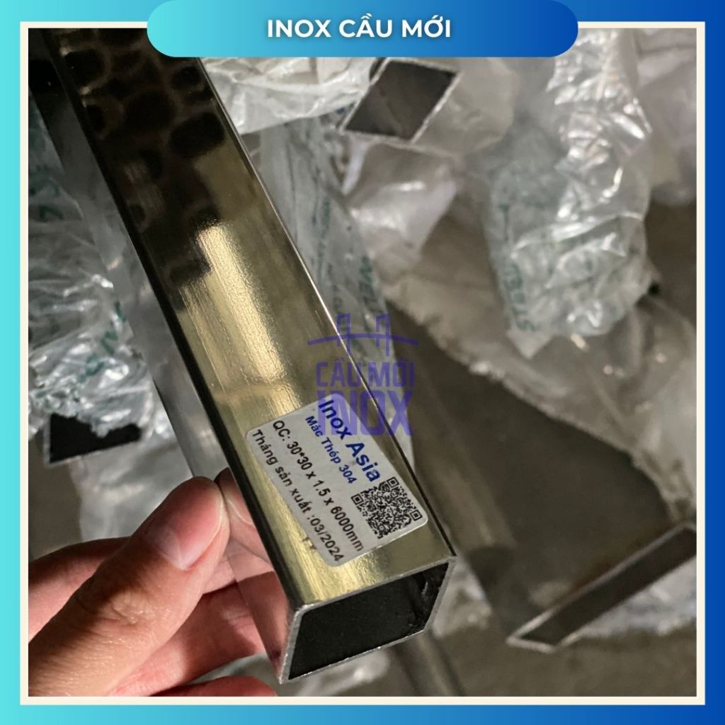 Hộp inox vuông 304 40x40mm, Độ dày 1.0mm/1.2 mm/1.5mm, Dài 0.5m/1m/1m2/1m5, chất lượng nhà máy