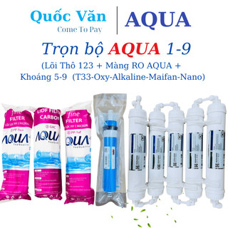 COMBO trọn bộ 9 lõi AQUAsense chính hãng ( 1 - 9 ), 123 + màng RO + lõi chức năng ( bù khoáng, năng pH )