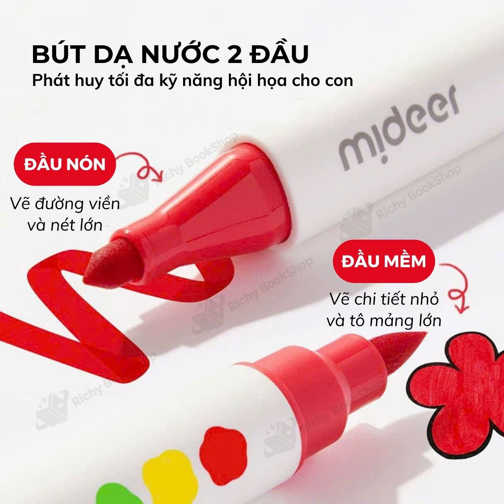 Màu dạ nước dễ lau chùi an toàn cho bé Washable Marker Mideer mẫu mới