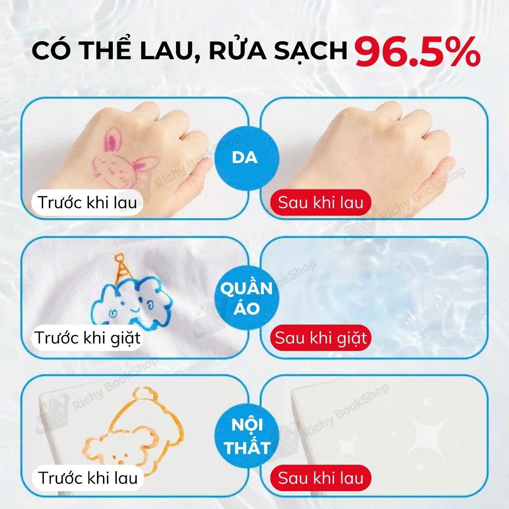 Màu dạ nước dễ lau chùi an toàn cho bé Washable Marker Mideer mẫu mới