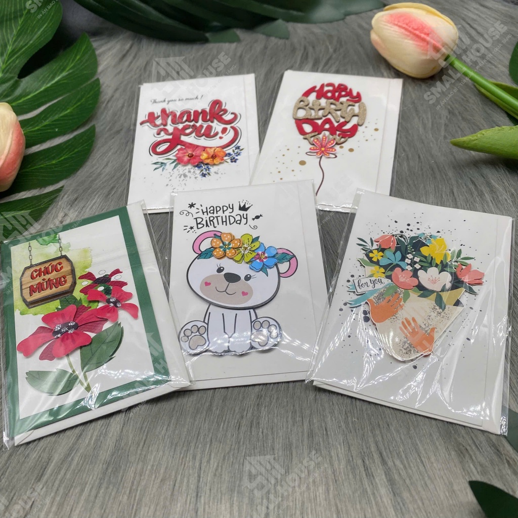 SET 5 THIỆP CHÚC MỪNG THỦ CÔNG HỌA TIẾT NỔI
