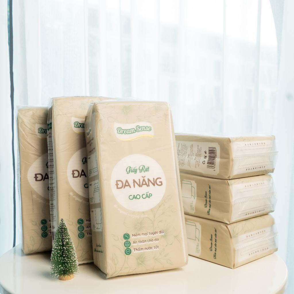 Giấy Rút Đa Năng DreamSense – Khăn Giấy Rút Cao Cấp| Mềm Mịn, An Toàn Cho Da, Thấm Hút Tốt | Combo 4 bịch 1280 tờ