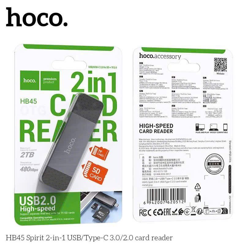 Đầu đọc thẻ Hoco HB45 USB/Type-C 2.0/3.0