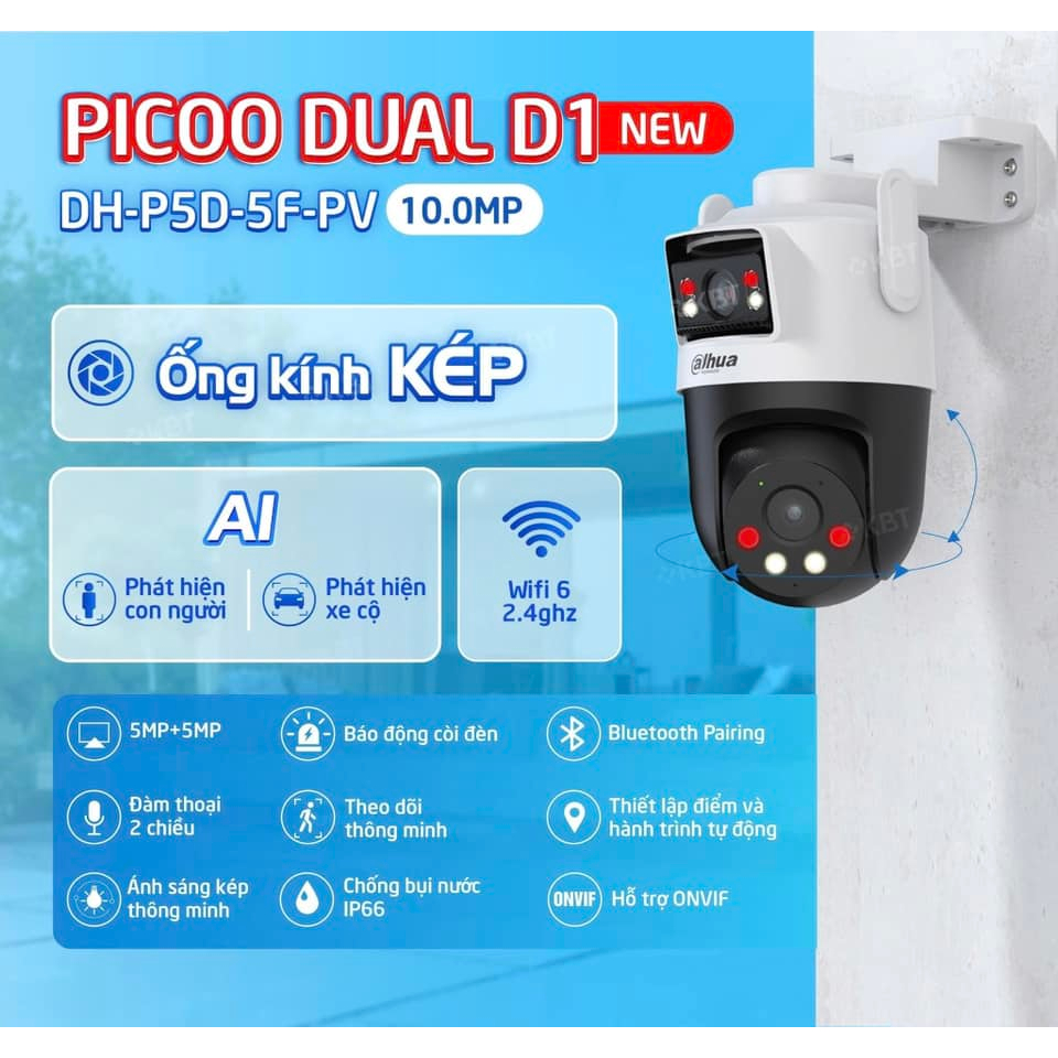 Camera Wifi 2 Mắt DAHUA Picoo Dual D1 P3D 6MP/P5D 10MP, Đàm Thoại 2 Chiều, Xoay 360 Độ, Theo Dõi | BigBuy360 - bigbuy360.vn