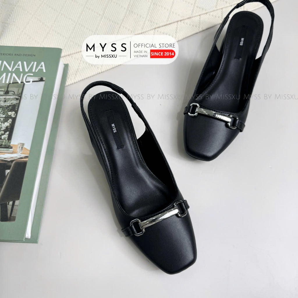 Giày cao gót nữ MYSS mũi vuông phối khóa ngang 5cm cao cấp - CG330