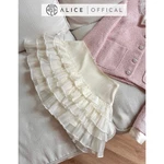 Set Váy Tiểu Thư Cao Cấp Alice Áo Dáng Ngắn Chất Dạ Kim Sa Cổ Hoa Thêu Đính Nơ Phối Chân Váy Xếp Ly Tơ Óng 3 Tầng S774 — ảnh 6