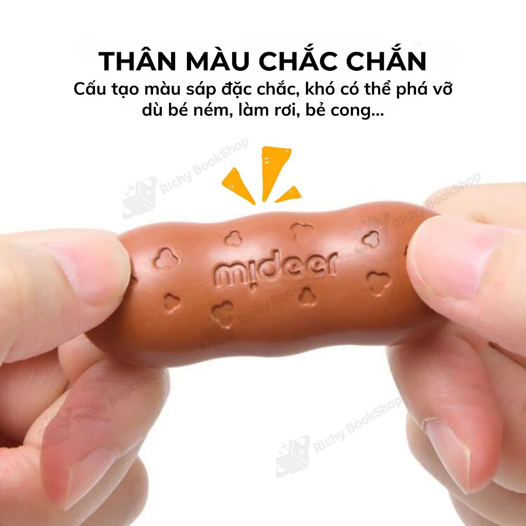 Màu sáp Lụa quả Đậu Pease Crayons Mideer, Bút Sáp Màu Hữu Cơ An Toàn cho bé 1-3 tuổi
