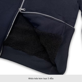 Set Bộ Nỉ Áo Chần Lông Cừu Khóa Kéo 2 Đầu, Quần Ống Suông Menswear