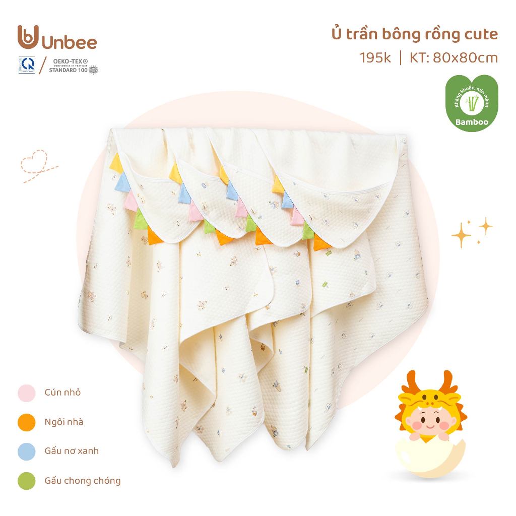Ủ Choàng Chần Bông Mùa Đông Cho Bé Kích Thước 80 x 80 cm