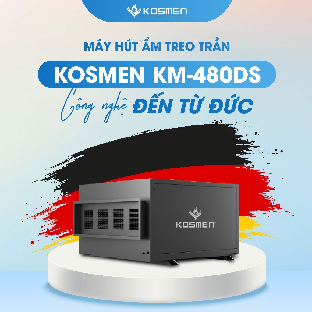 Ảnh Máy Hút Ẩm Âm Trần Kosmen KM-480DS Công Suất 480 lít/ngày - Hàng Chính Hãng BH 24 Tháng 4