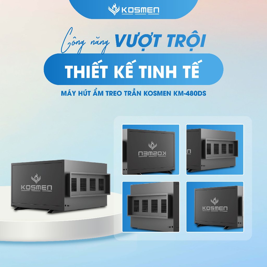Ảnh Máy Hút Ẩm Âm Trần Kosmen KM-480DS Công Suất 480 lít/ngày - Hàng Chính Hãng BH 24 Tháng 2