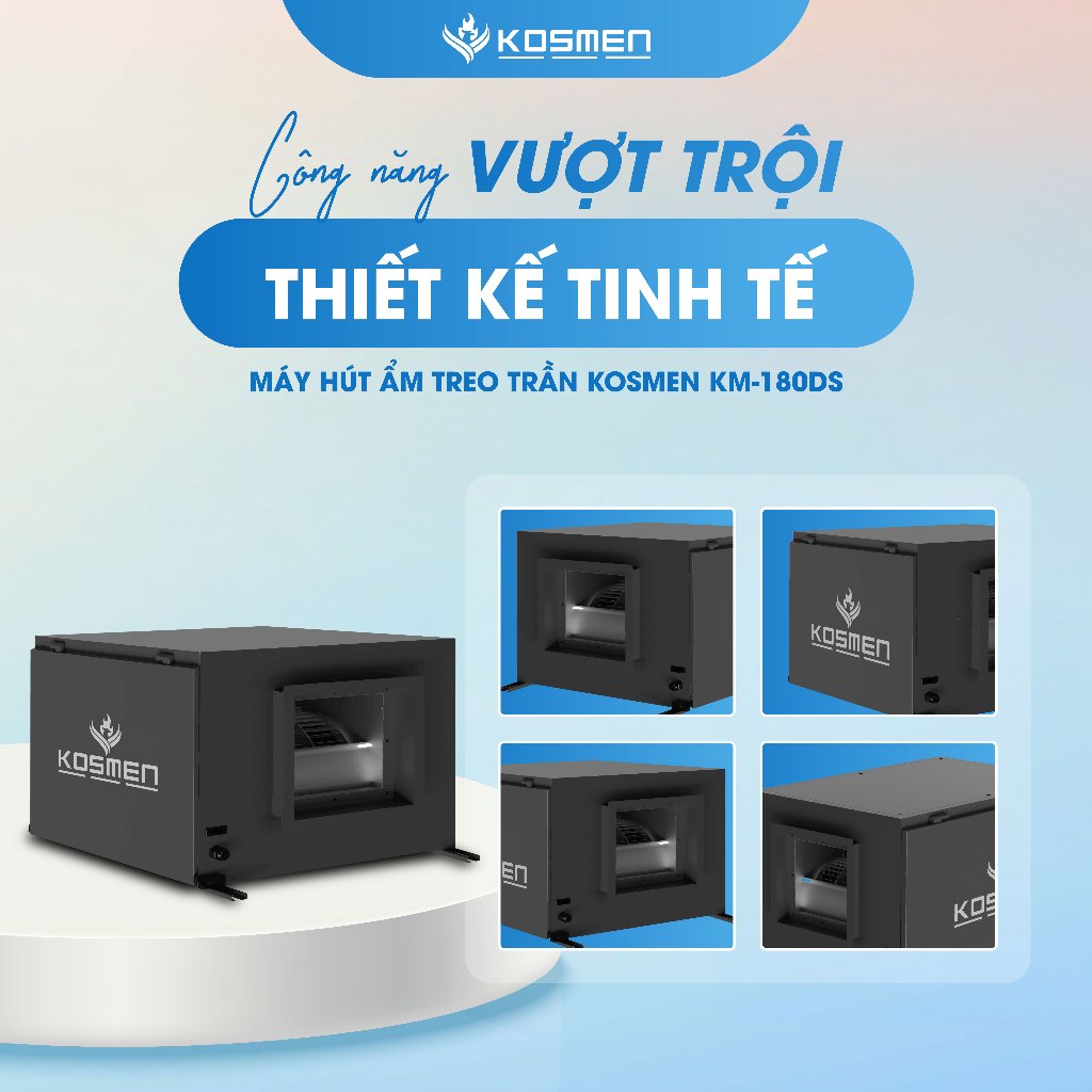 Ảnh Máy Hút Ẩm Âm Trần Kosmen KM-180DS Công Suất 180 lít/ngày - Hàng Chính Hãng BH 24 tháng 3