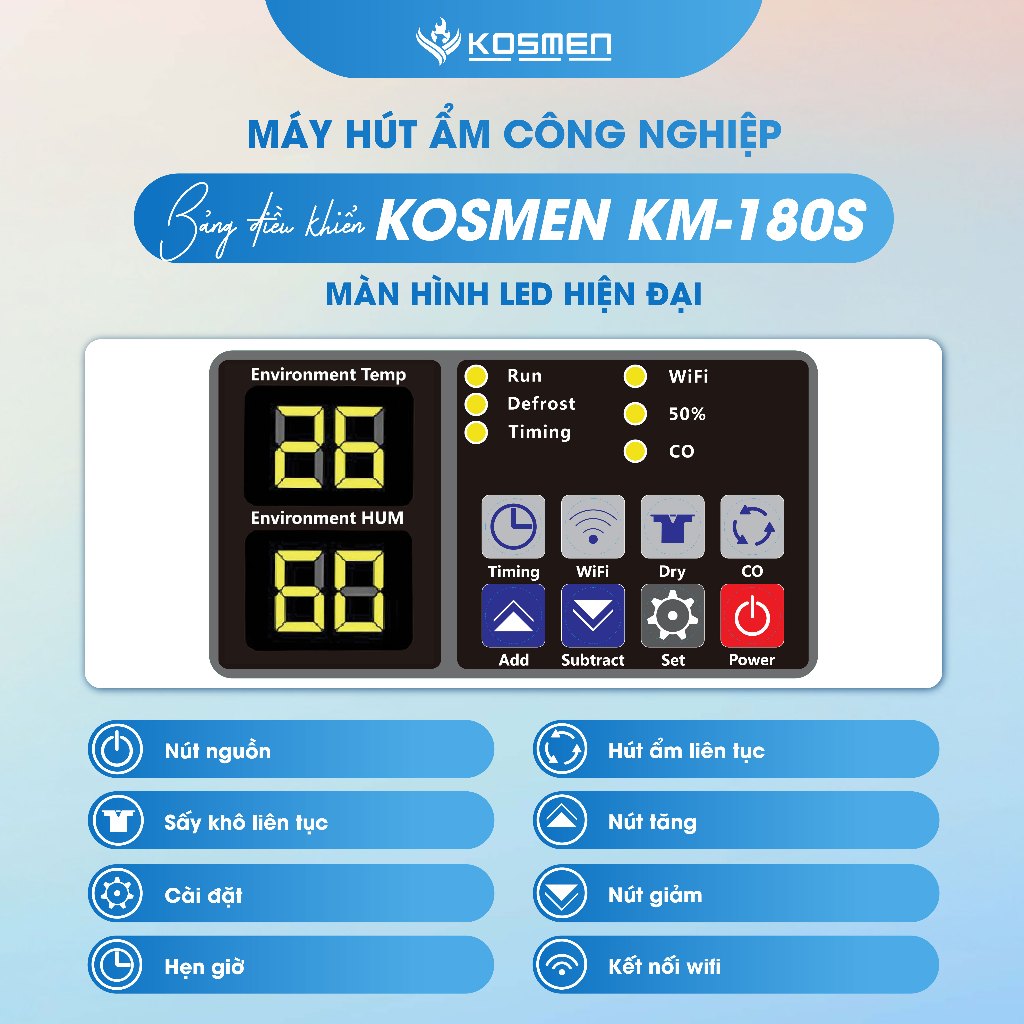 Ảnh Máy Hút Ẩm Công Nghiệp Kosmen KM-180S 180 lít/ngày - Hàng Chính Hãng Bảo Hành 24 Tháng 3