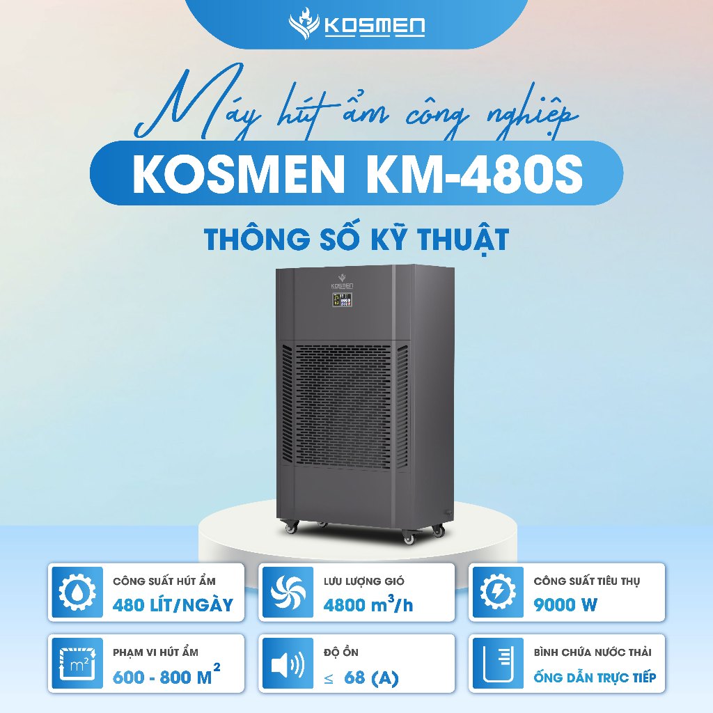 Ảnh Máy Hút Ẩm Công Nghiệp Kosmen KM-480S Công Suất 480 Lít/Ngày- Hàng Chính Hãng Bảo Hành 24 Tháng 3