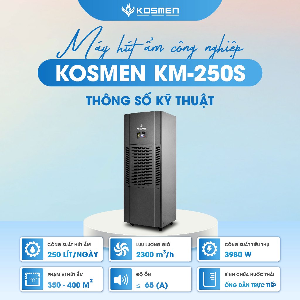 Ảnh Máy Hút Ẩm Công Nghiệp Kosmen KM-250S Công Suất 250 Lít/Ngày- Hàng Chính Hãng Bảo Hành 24 Tháng 2