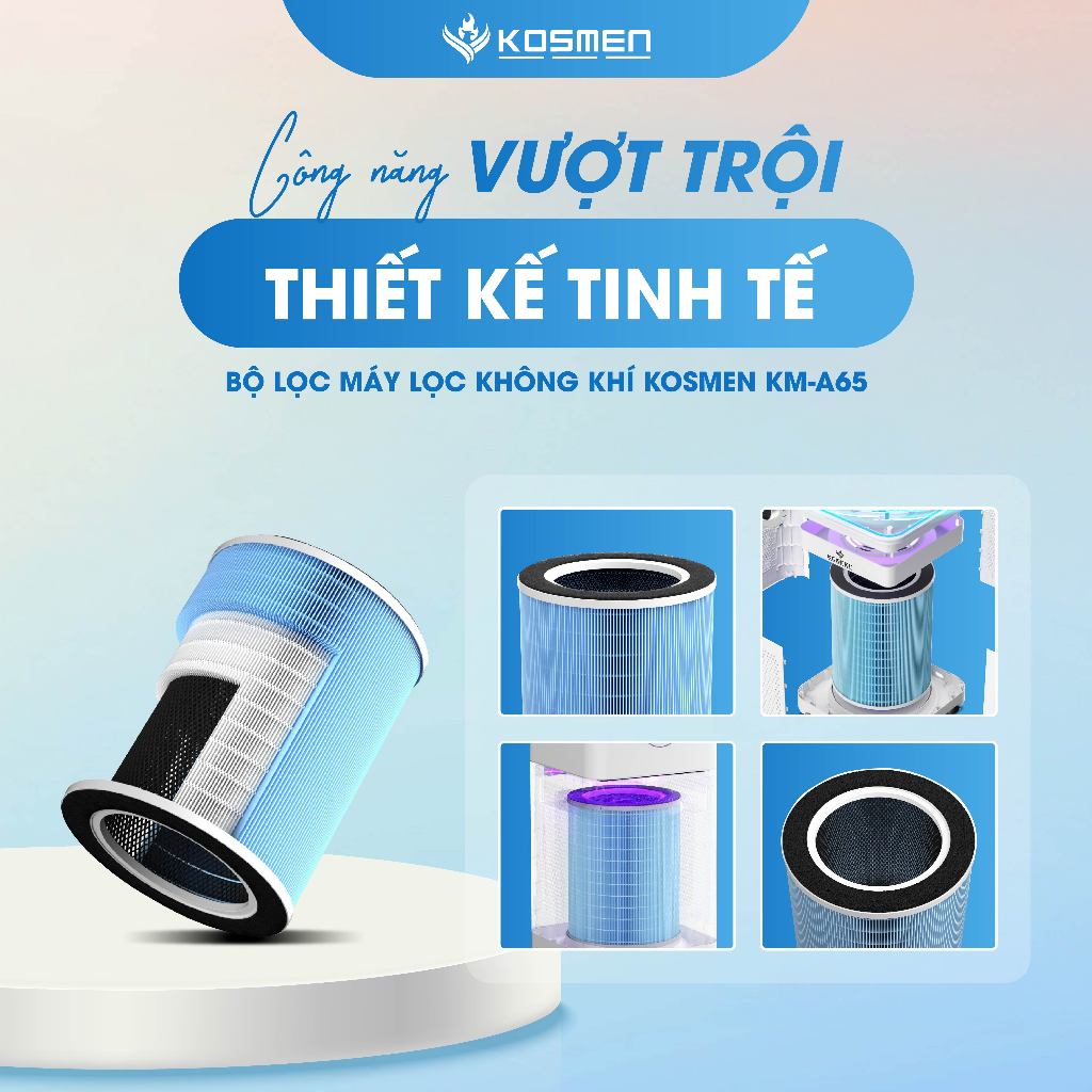 Ảnh Lõi Lọc Không Khí Kosmen KM-A65 Màng Lọc Than Hoạt Tính Loại Bỏ 99,97% Bụi Mịn - Hàng Chính Hãng 2