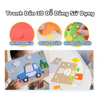 Đồ Chơi Dán Xốp 3D Kèm Tô Màu  Set 10 Tranh Dán Thủ Công DIY 2In 1 Phát Triển Kỹ Năng Cho Trẻ Rèn Luyện Khéo Léo Cho Bé