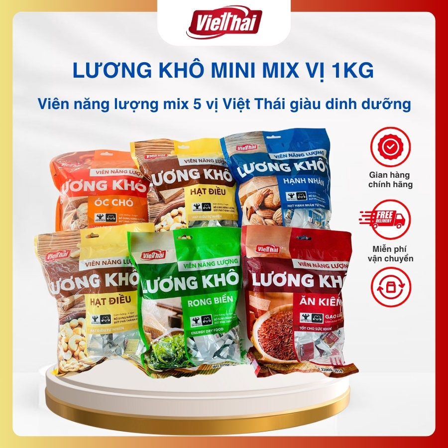 [Gói 1kg] Lương khô mini Việt Thái gói mix vị thực phẩm từ các loại hạt ...