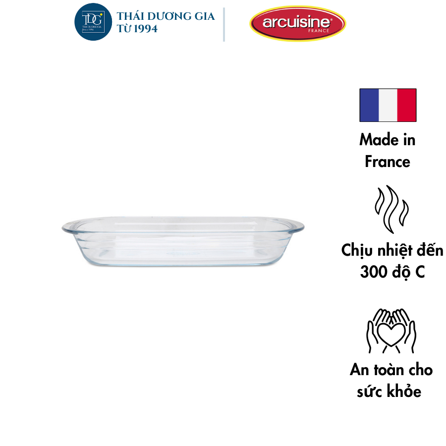 Khay nướng nồi chiên không dầu chữ nhật thủy tinh cao cấp Pháp Arcuisine 10292 33x20cm Thái Dương Gia