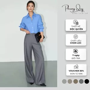 Quần suông ống rộng ,quần tây nữ công sở chất liệu vải trượt hàn cao cấp