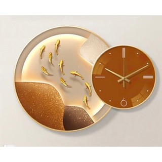 Đồng hồ treo tường kim trôi Decor phòng xinh, combo 2 bức tranh tròn và đồng hồ chạy em ru.Phong Cách Hiện Đại