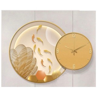 Đồng hồ treo tường kim trôi Decor phòng xinh, combo 2 bức tranh tròn và đồng hồ chạy em ru.Phong Cách Hiện Đại