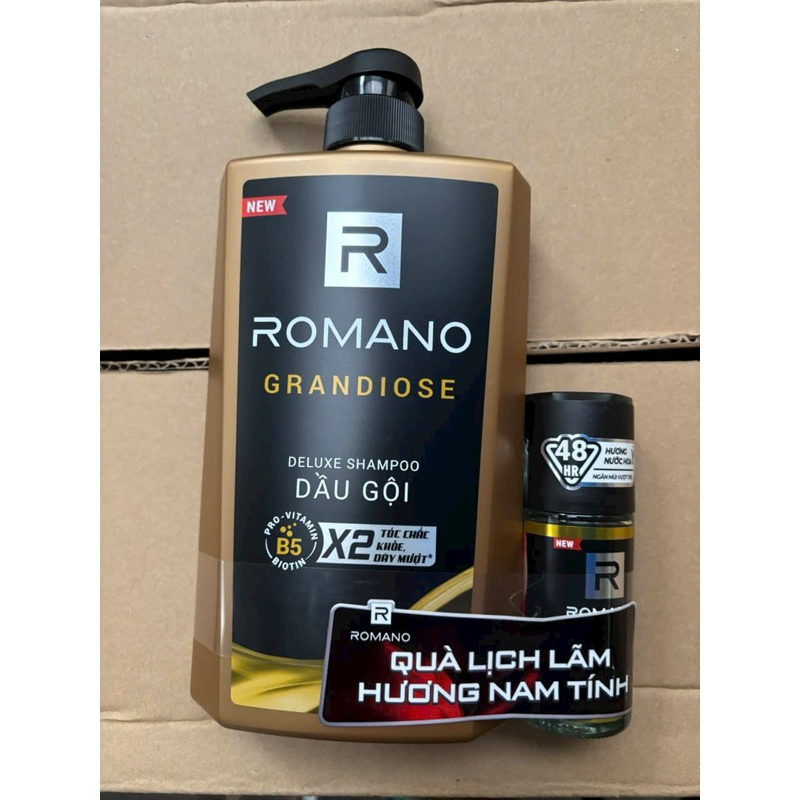 dầu gội hương nước hoa Romano hương Grandiose 650g tặng lăn