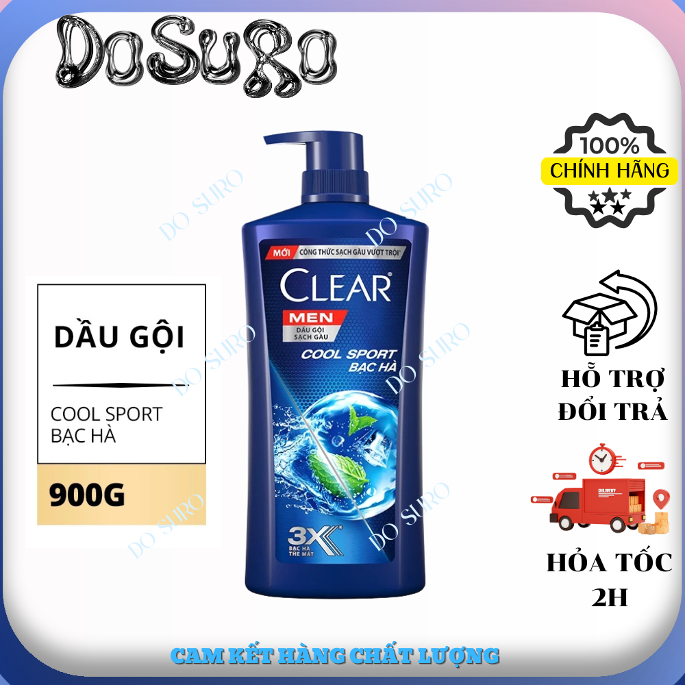 Dầu Gội Đầu Clear Men Deep Cleanse Than Hoạt Tính Đánh Bay Gàu, Ngứa Và Dưỡng Tóc Khỏi Khói Bụi 900g