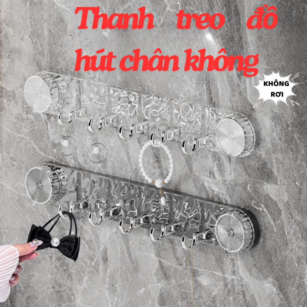 Giá Treo Đồ Hút Chân Không 5 Móc Siêu Chắc Thanh Treo Đồ Hút Chân Không