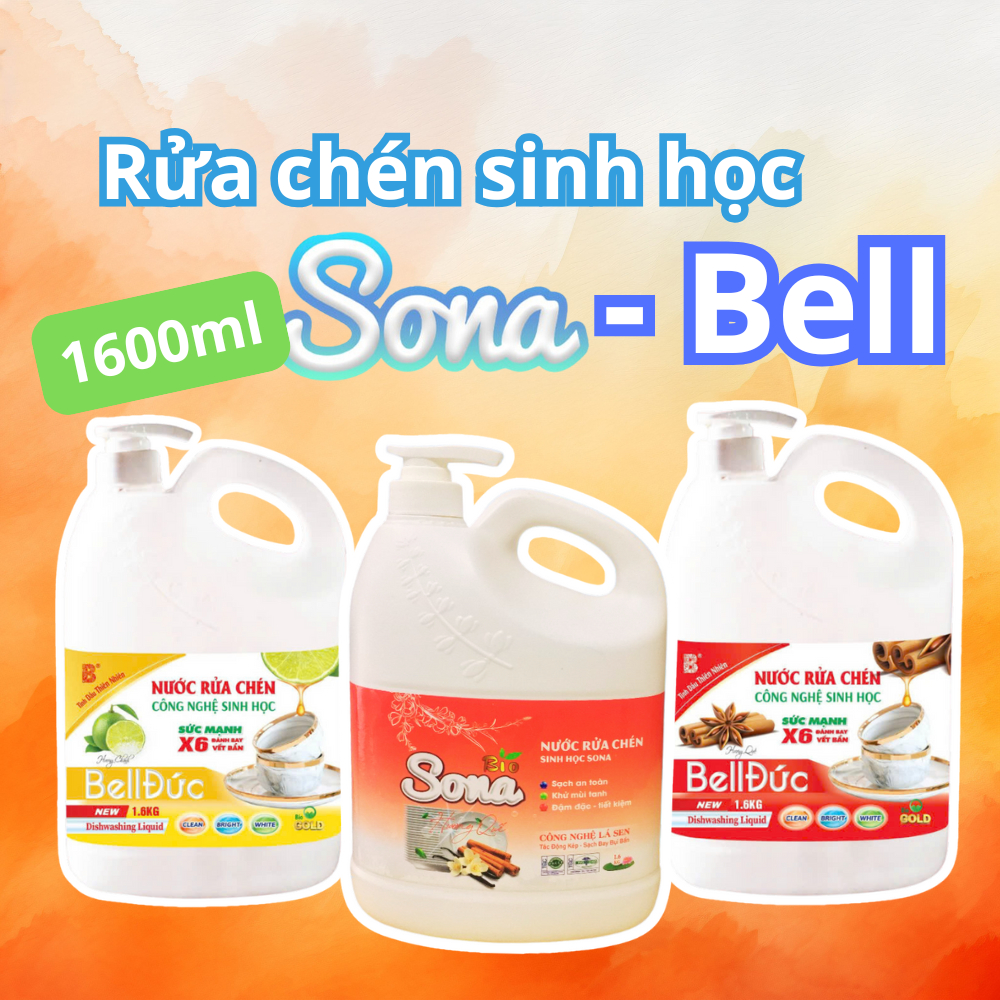 Nước rửa chén bát hương quế Sona 1,6kg siêu đậm đặc diệt khuẩn 99.9% sạch nhanh tiết kiệm nước