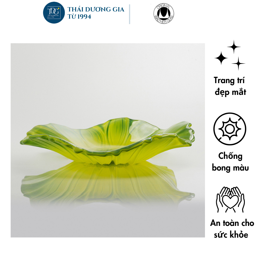 Bát, đĩa thủy tinh màu xanh lá cây đựng hoa quả Walther-Glass
