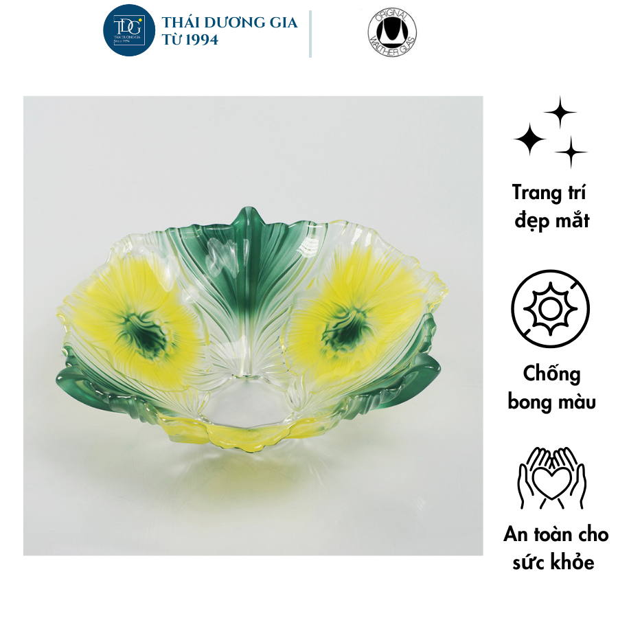 Bát, đĩa thủy tinh màu xanh lá cây đựng hoa quả Walther-Glass