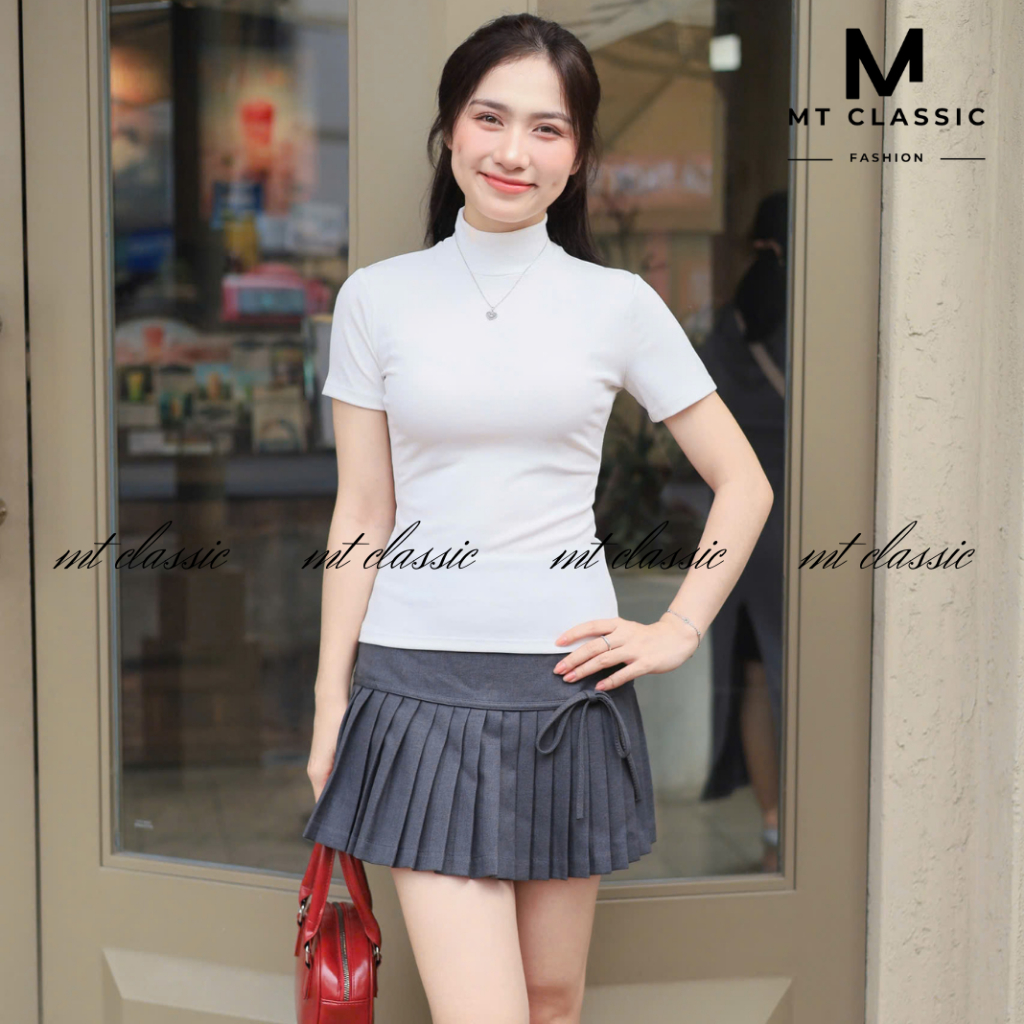 Áo thun cổ lọ ngắn tay, áo cổ cao có tay chất thun tăm nhí co giãn 4 chiều mềm mịn, thoáng mát - MT Classic