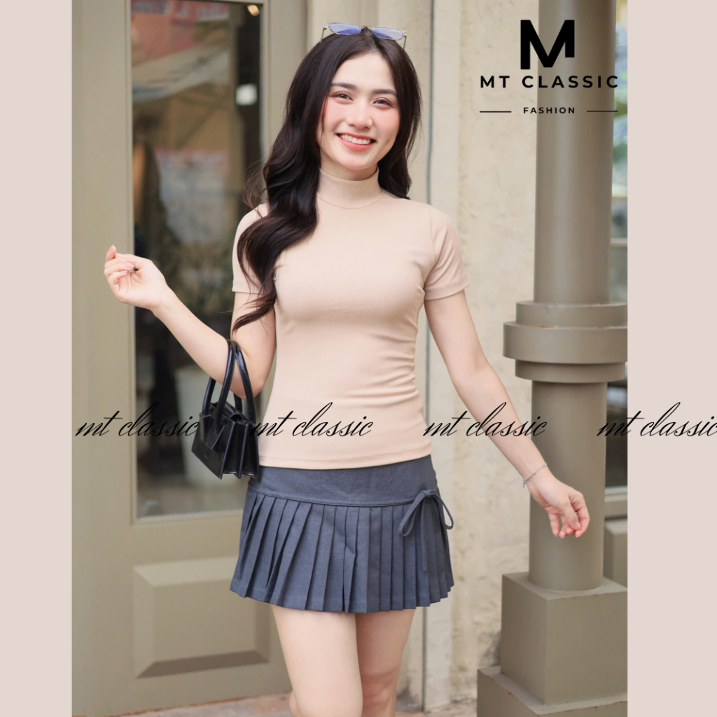 Áo thun cổ lọ ngắn tay, áo cổ cao có tay chất thun tăm nhí co giãn 4 chiều mềm mịn, thoáng mát - MT Classic