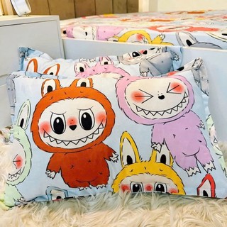Bộ ga gối 3 món Poly Coton Vỏ gối Đầu kèm Ga bo chun Labubu Kapybara Hot trend 1m6x2m 1m8x2m