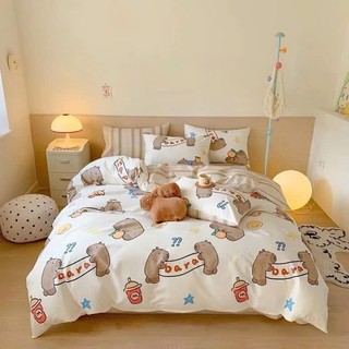Bộ ga gối 3 món Poly Coton Vỏ gối Đầu kèm Ga bo chun Labubu Kapybara Hot trend 1m6x2m 1m8x2m