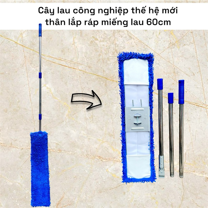 Cây Lau Công Nghiệp san hô Vinasu phiên bản Lắp Ráp Thế Hệ Mới - Cây Lau Nhà tặng kèm 1 đầu gạt nước thay thế