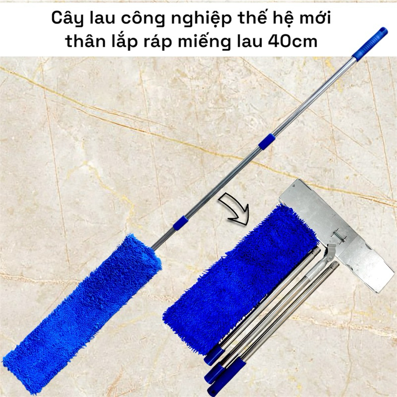 Cây Lau Công Nghiệp san hô Vinasu phiên bản Lắp Ráp Thế Hệ Mới - Cây Lau Nhà tặng kèm 1 đầu gạt nước thay thế