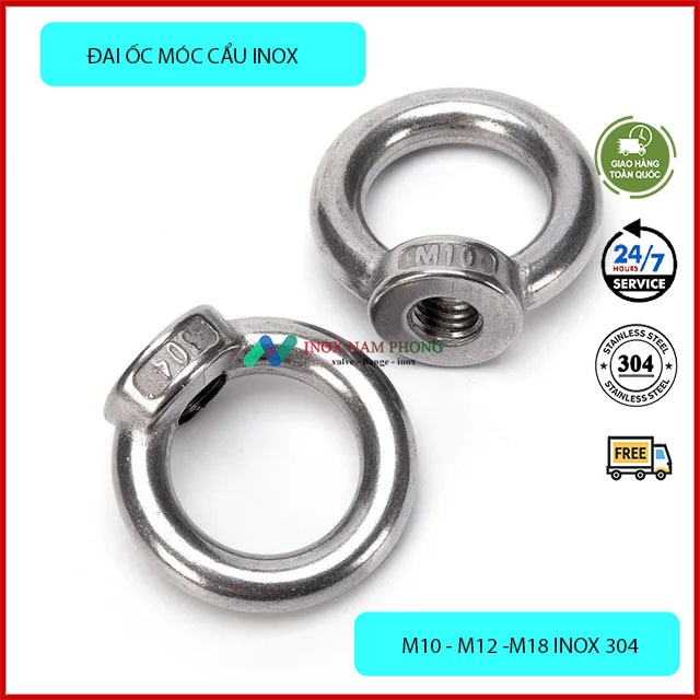 ĐAI ỐC MÓC CẨU INOX 304. ỐC MÓC CẨU INOX, MÓC TRÒN ĐAI ỐC INOX 304 M10 ...