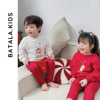 Áo nỉ NOEL cho bé Batala Kids, Áo SWEATER nỉ bông cho bé trai bé gái MÀU ĐỎ/BE GẤU CHRISTMAS 2024