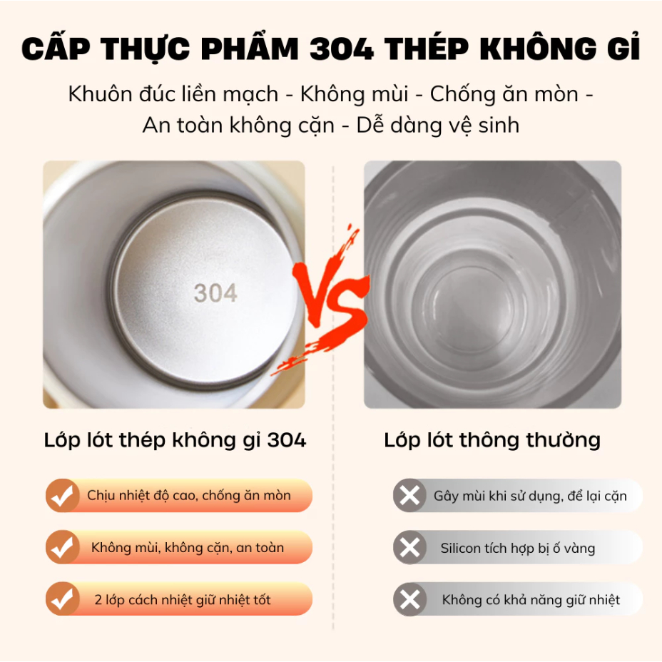 Bình đun nước siêu tốc mini du lịch 450ml giữ ấm đun sôi, pha sữa pha trà 4 mức nhiệt tùy chỉnh