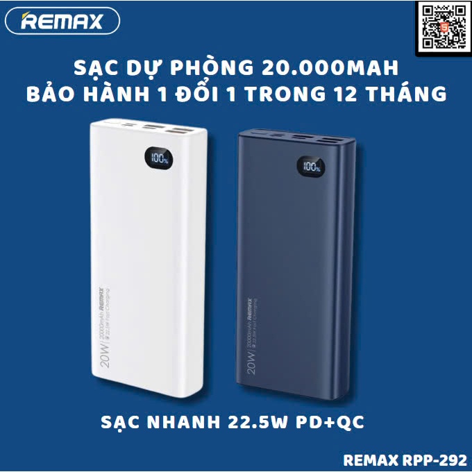 Sạc Dự Phòng Siêu khủng Remax RPP 292 20.000mAh Dung Lượng Cao - Sạc ...