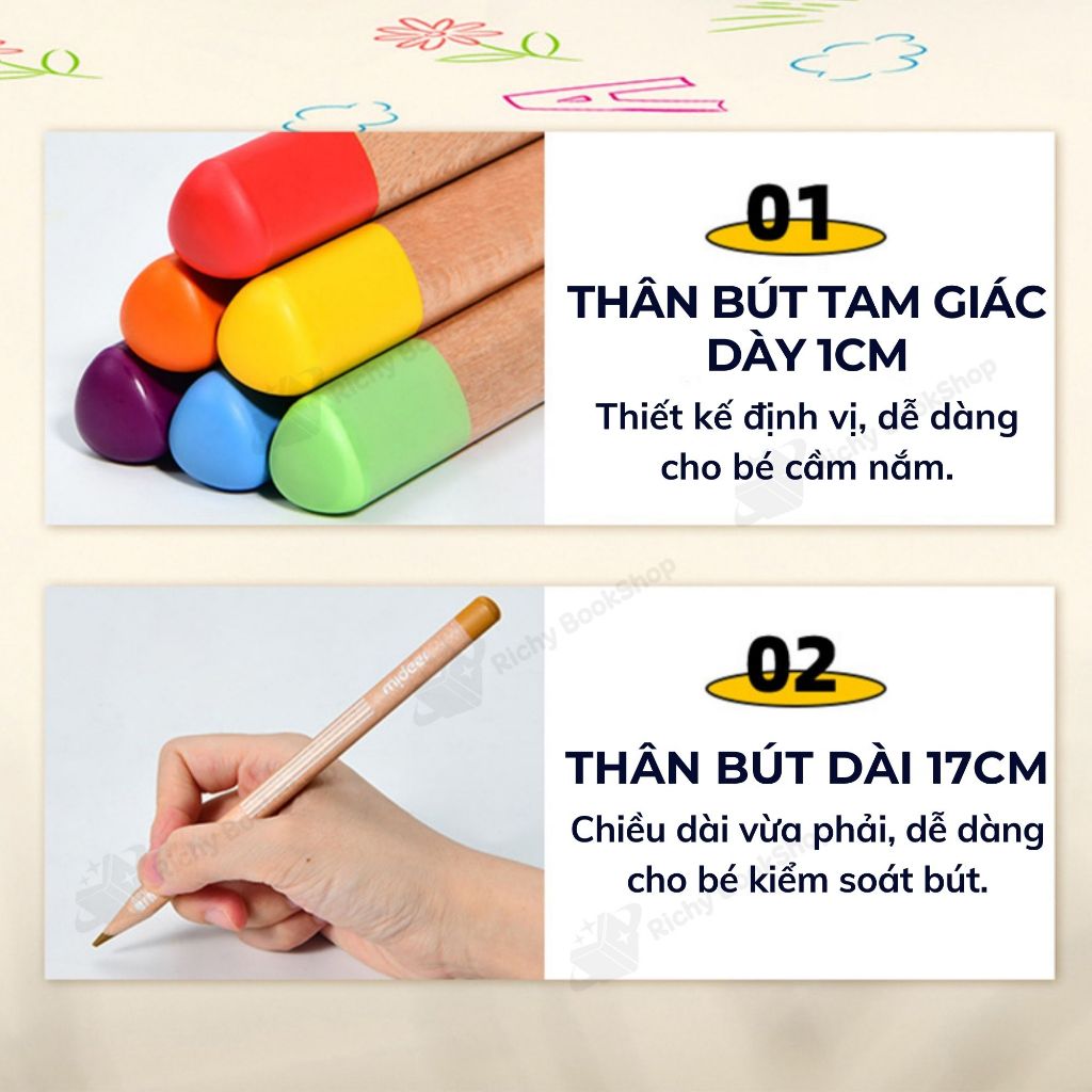 Bút chì màu vẽ tranh cao cấp 24/36/48 màu - Mideer Vibrant Colored Pencil