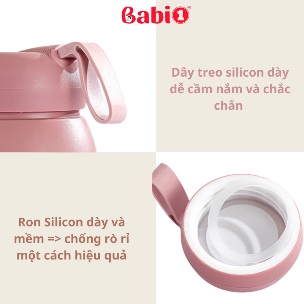 Bình Trữ Sữa, Bình Nước Giữ Nhiệt Lõi Thuỷ Tinh Babi1 2in1, Cổ Rộng Bọc Plastic 380ml Cho Mẹ Và Bé