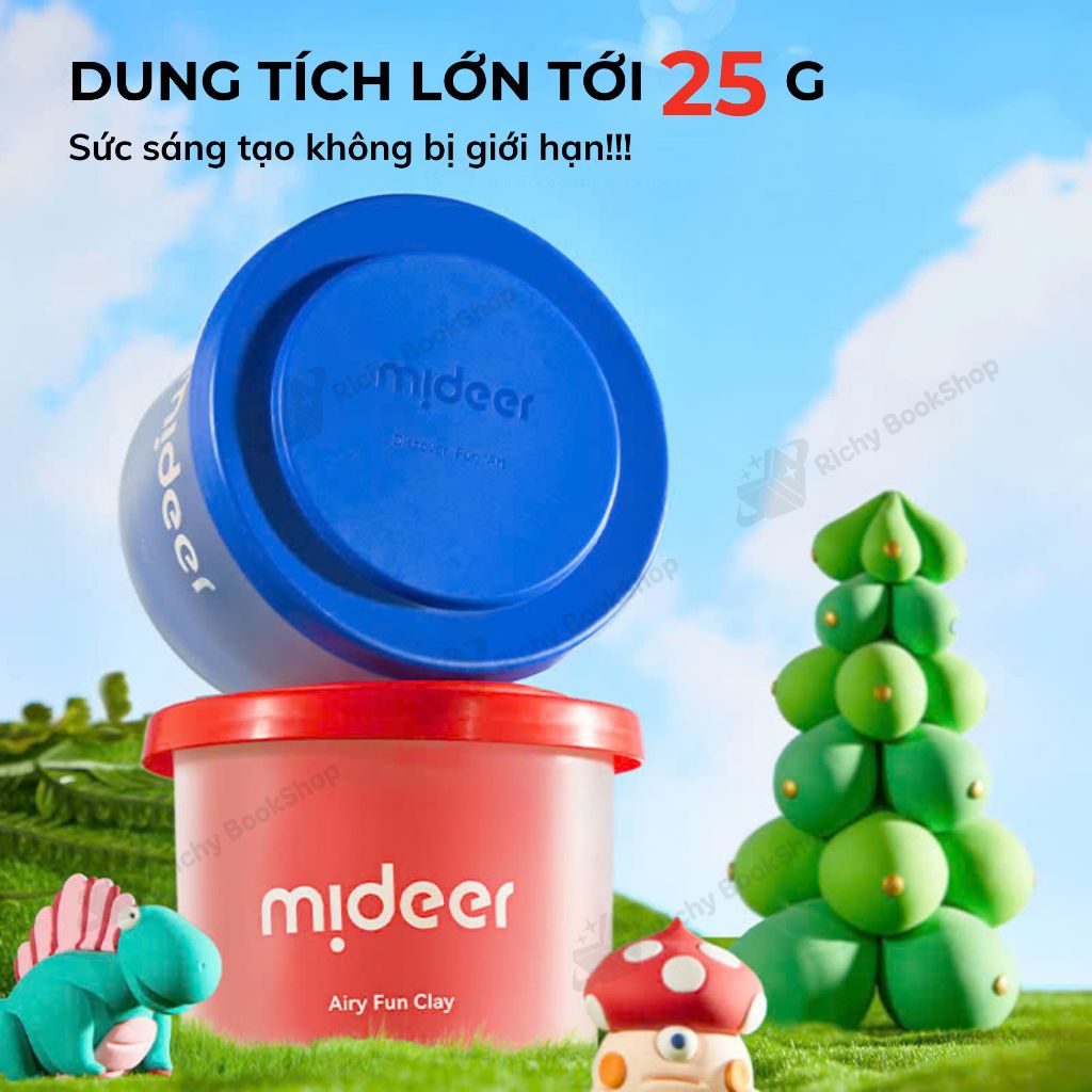 Đất sét tự khô 24- 36 màu Mideer đất nặn tạo hình mô hình AIRY FUN CLAY