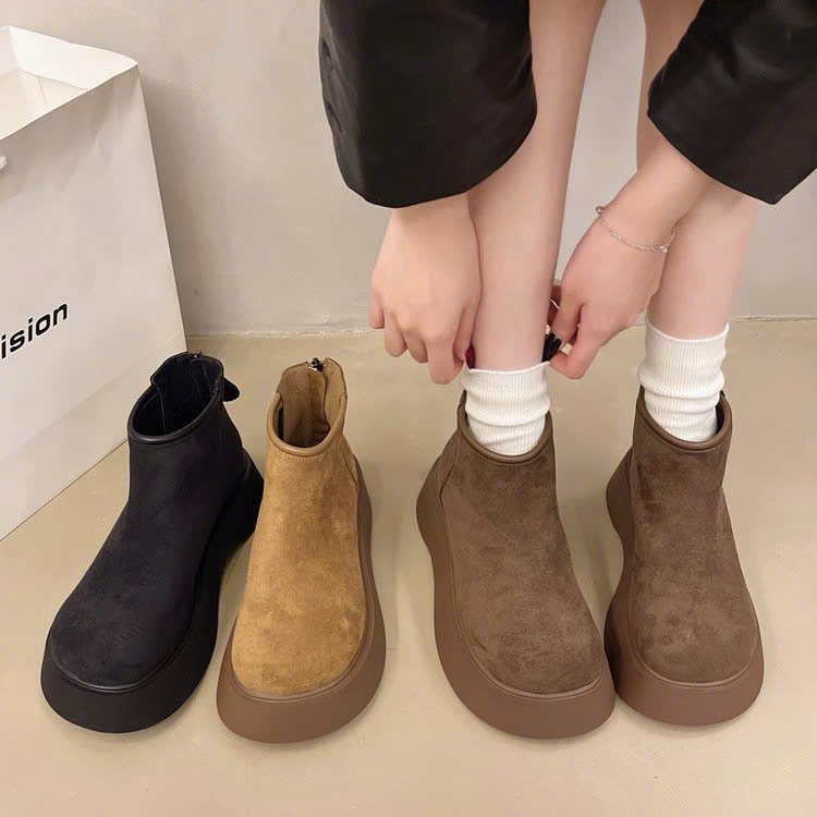 Giày Boost Lông Nữ, Giày Đế Độn Ấm Chân Phong Cách Thời Trang Mùa Đông Hot Trend B09 - ntshoes