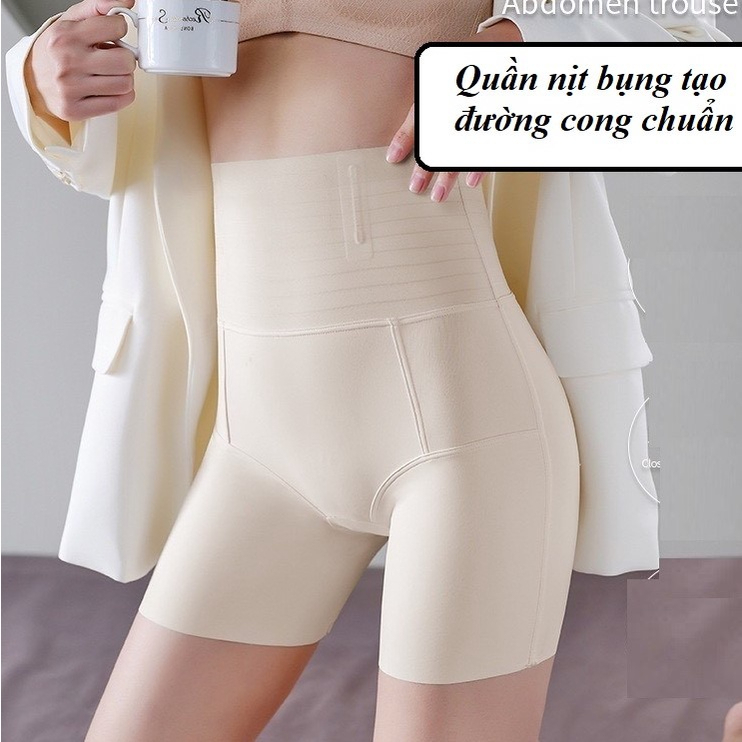 Quần Gen Nịt Bụng Cạp Cao Định Hình Chất Su Mát Có Thanh Chống Cuộn Thon Gọn Eo Bụng 667