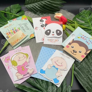 Thiệp mời sinh nhật 3 Lá ( xấp 4 cái)