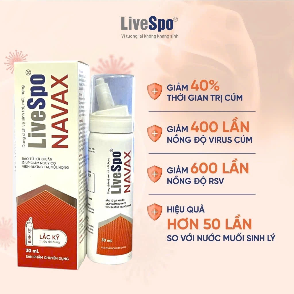 Nước muối sinh lý bào tử lợi khuẩn Livespo Navax - vệ sinh, phòng ngừa ...